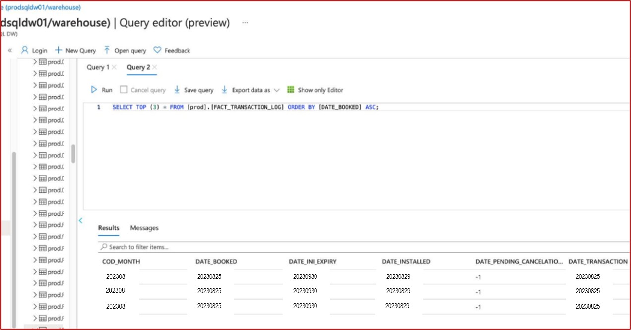 SQL Query editor.