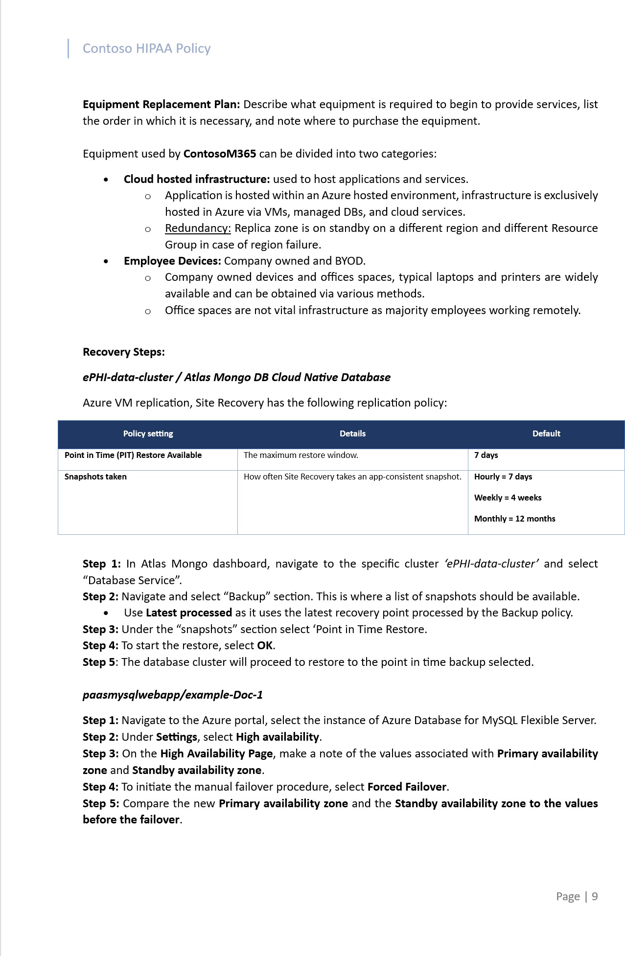 Data backup and disaster recovery docuement.