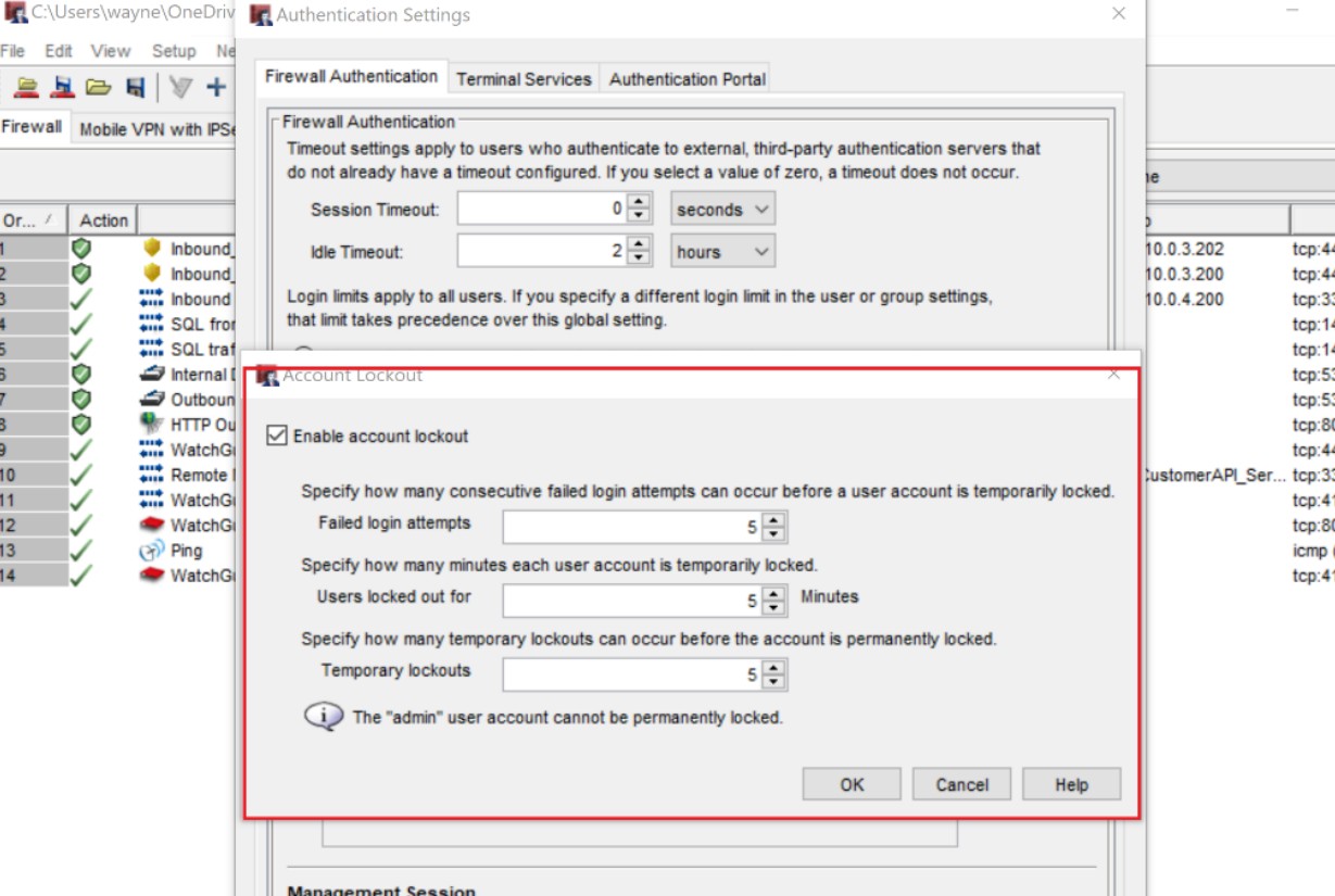 Microsoft local security policy settings.