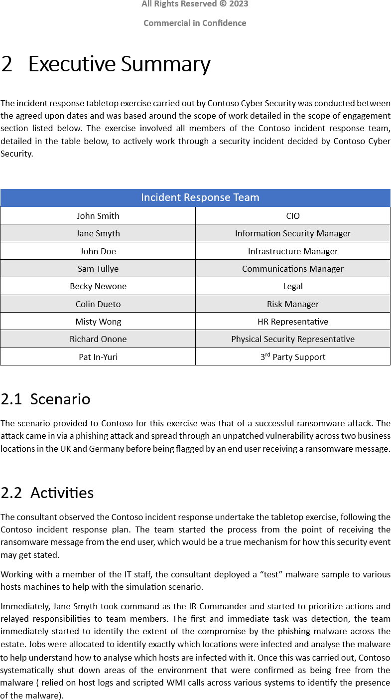 Incident response training document from third party.