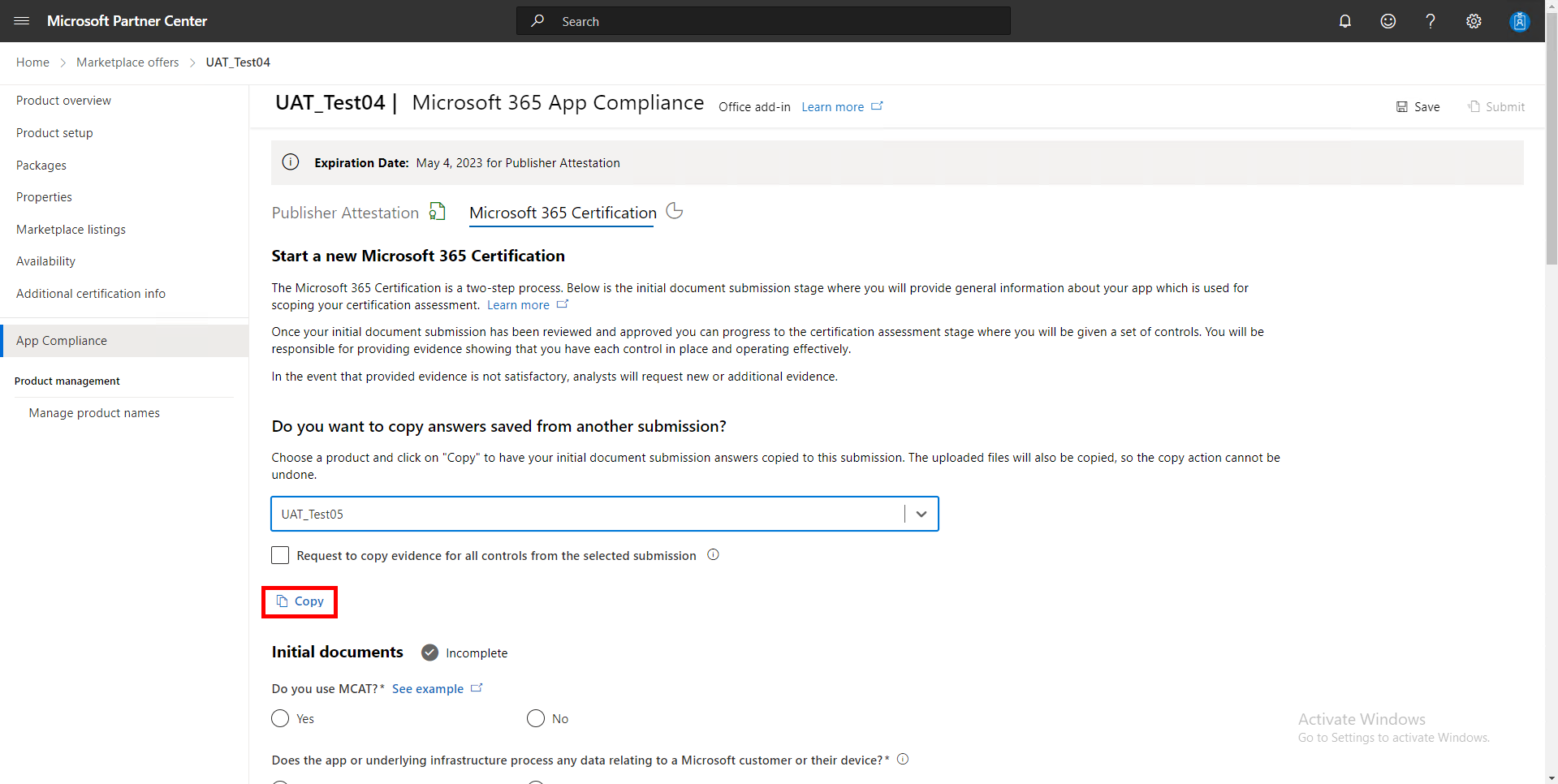 Screenshot shows certification cloning without evidence.