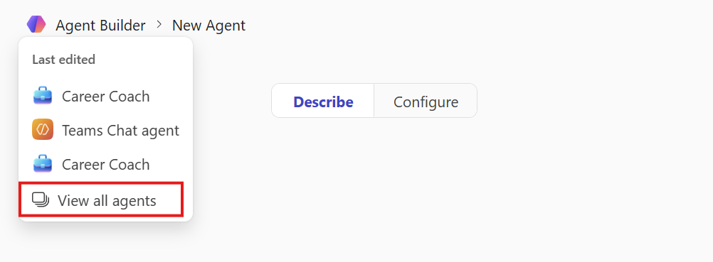 Screenshot of the *My agents* option