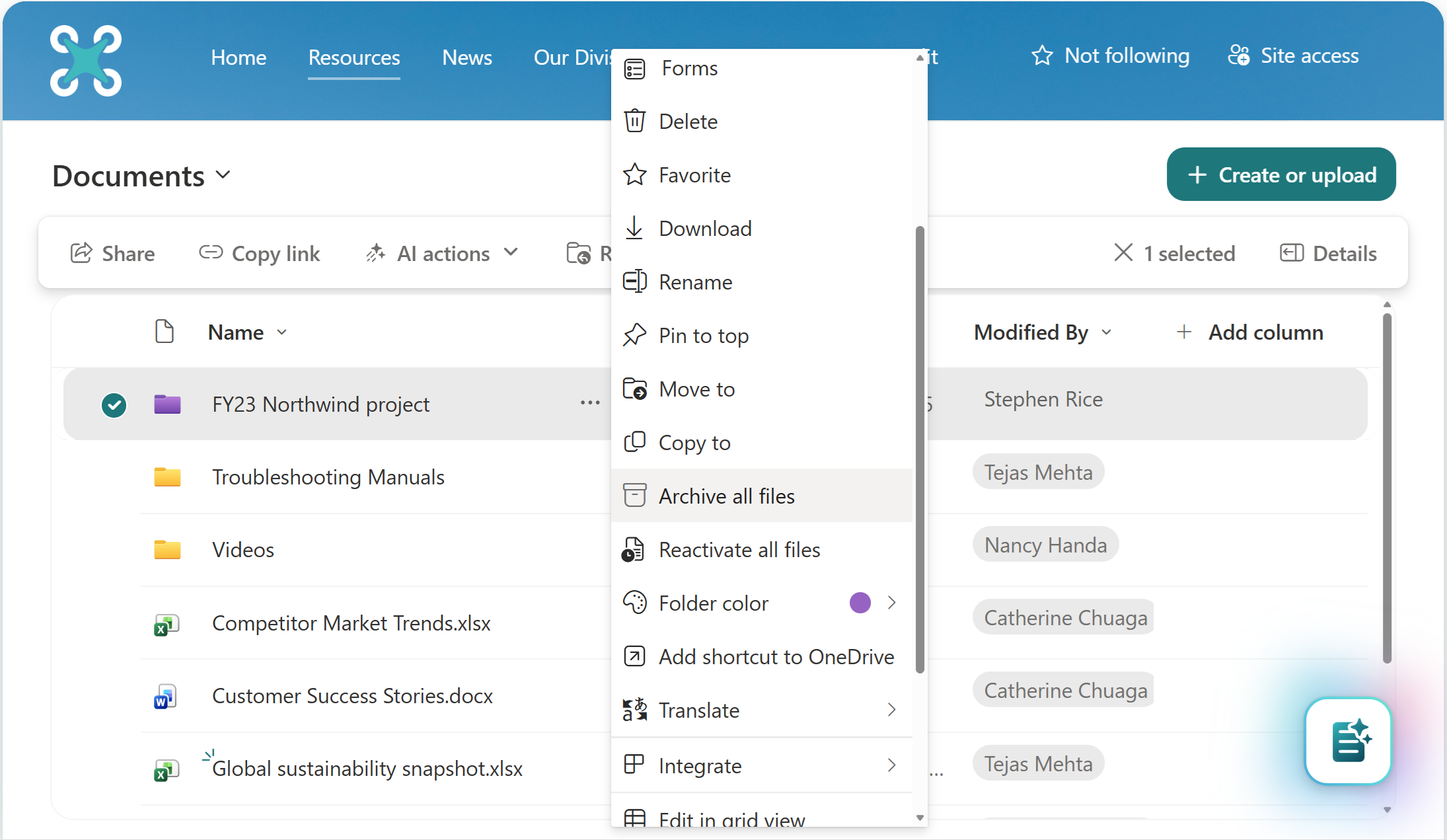 Screenshot of Archive all files.