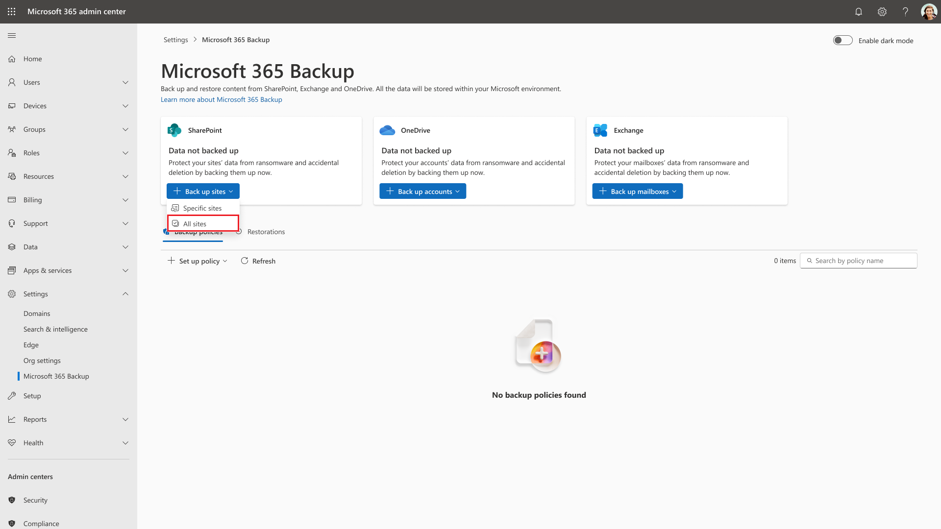 Day 0 _ Backup policies