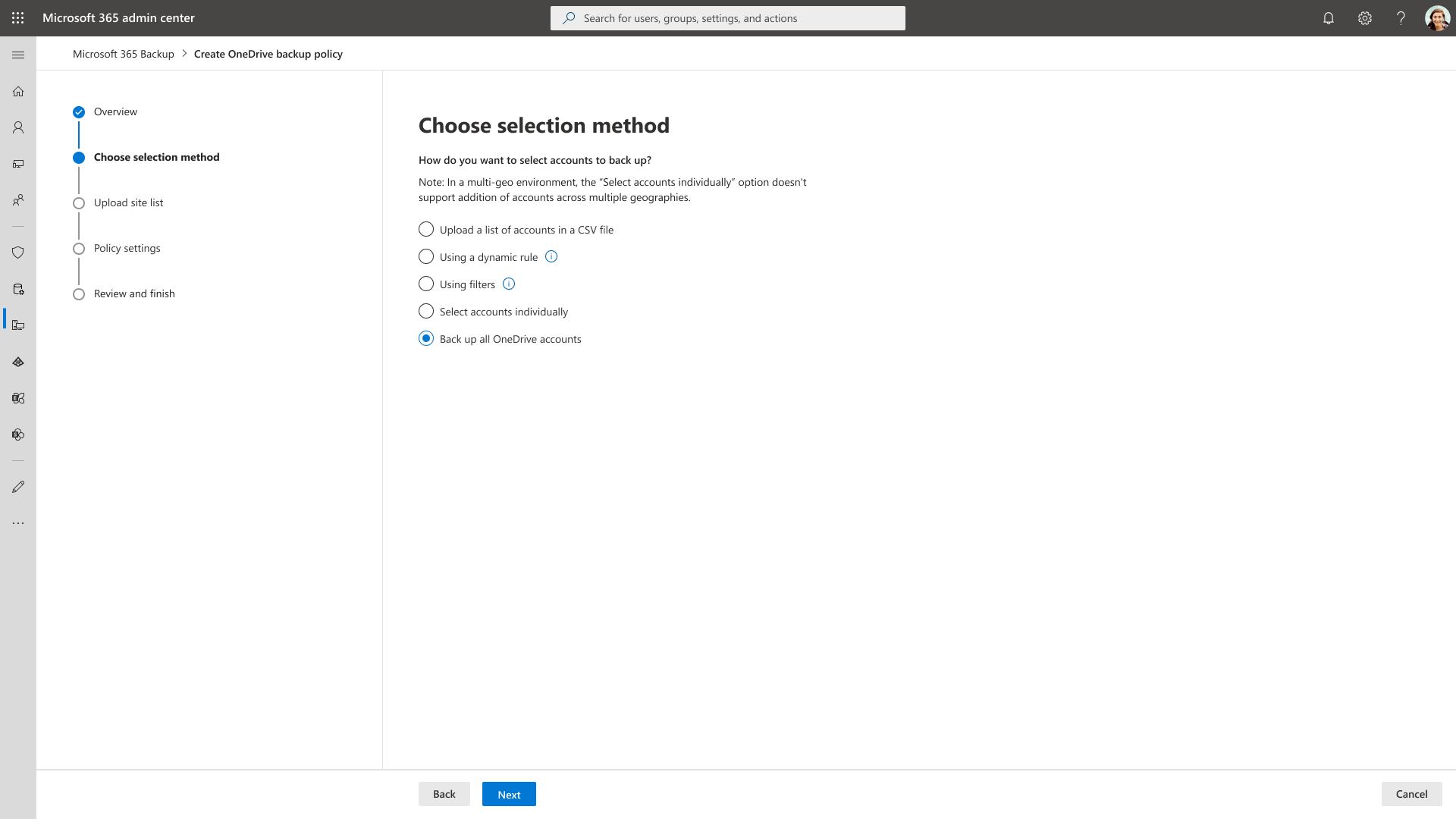 Select user accounts odb