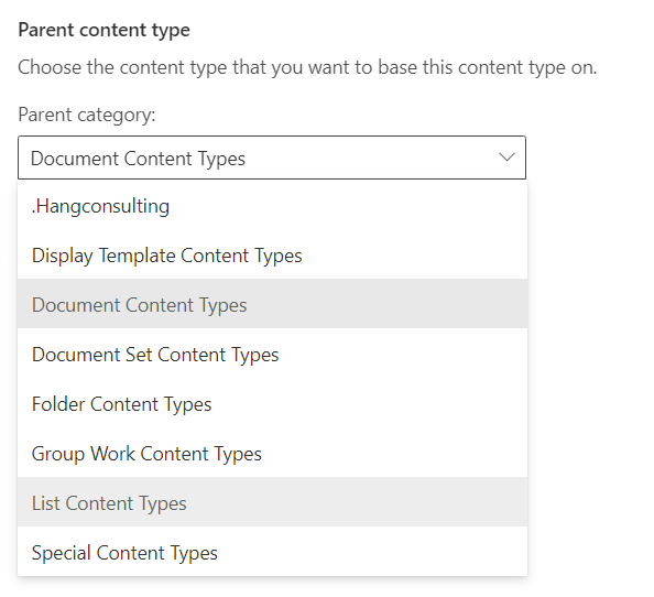 parent content type option