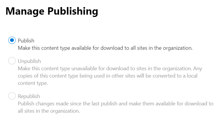 content type publishing