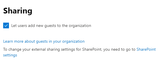 Image of the checkbox to let users add new guests to the organization.