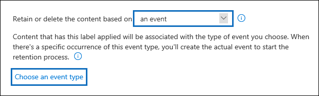 Create a new event type for a retention label.