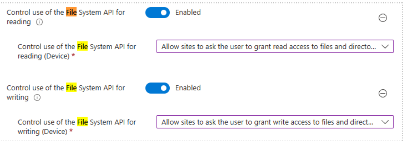 Screenshot of Opal device policy.