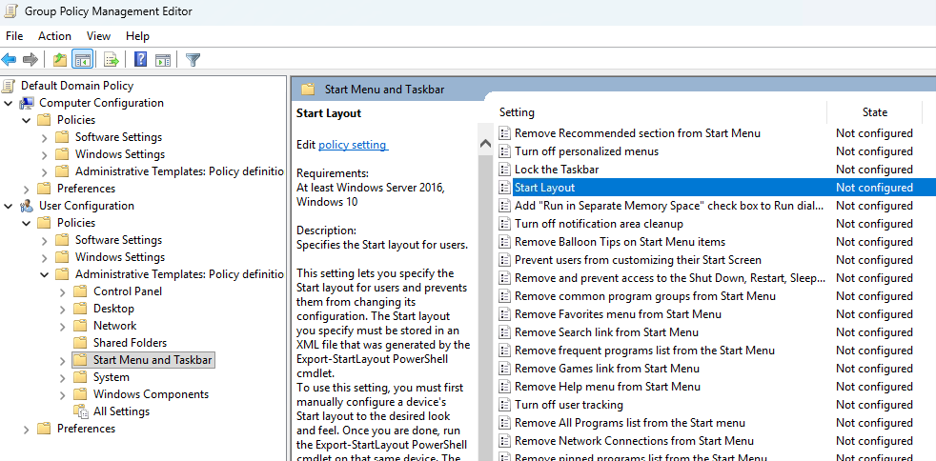 Screenshot of the Group Policy Management Editor.
