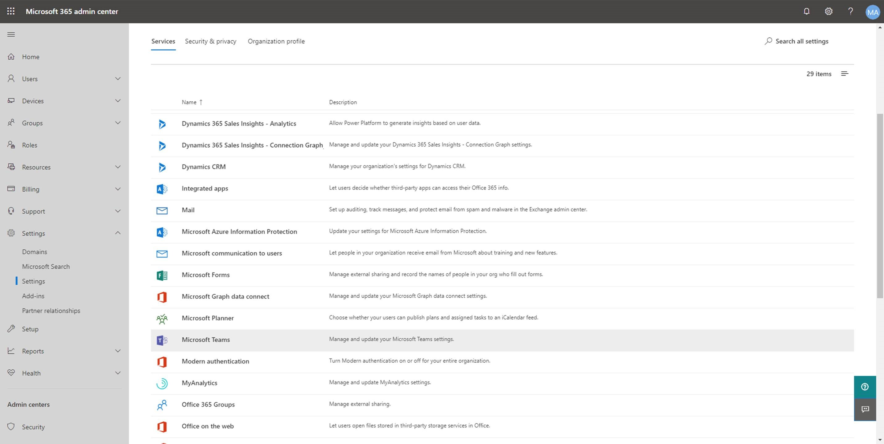 Select the Microsoft Teams license to configure.