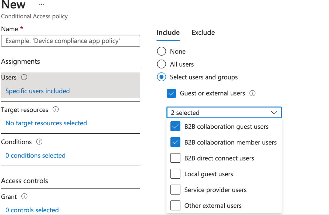 Screenshot that shows Configure the policy as needed.
