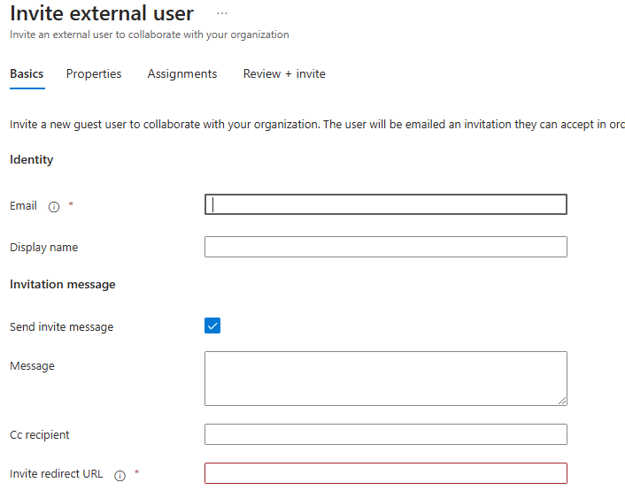 Screenshot that shows External user invitation.