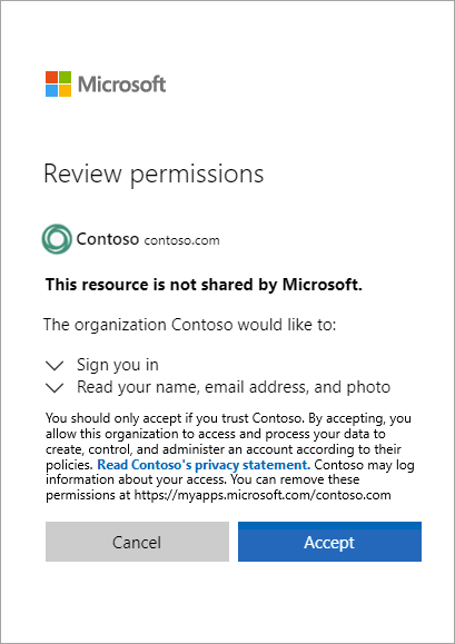 Screenshot that shows Accept the invitation.