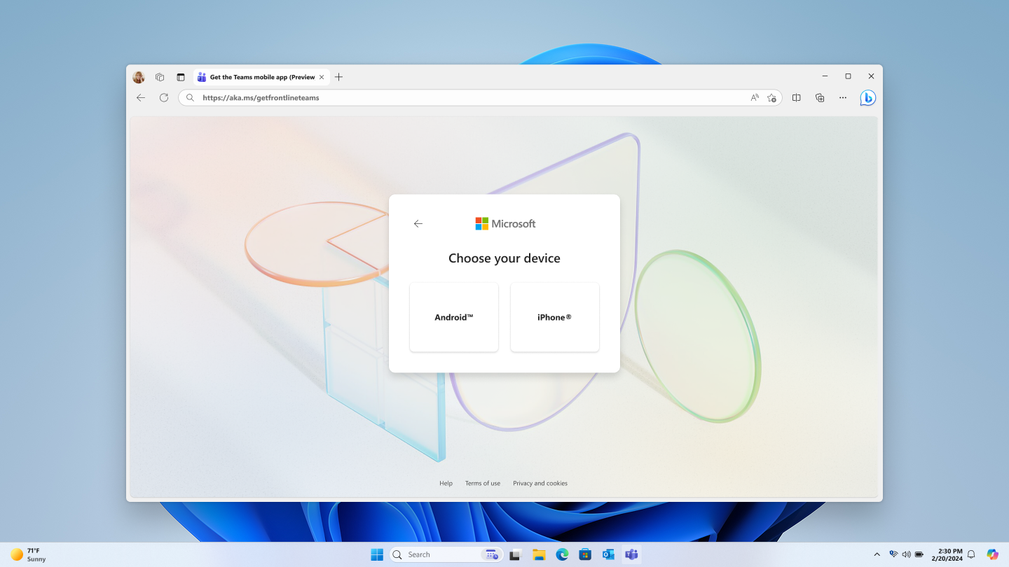 Screenshot shows the user interface where you can select the Android or iOS device.