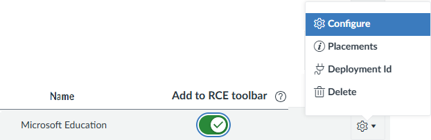 Screenshot showing configure option.