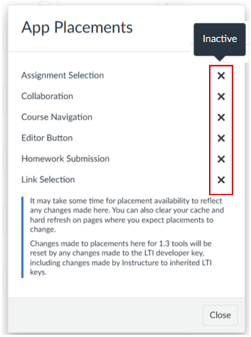Screenshot of app placements.