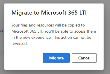 Screenshot of migrate button.