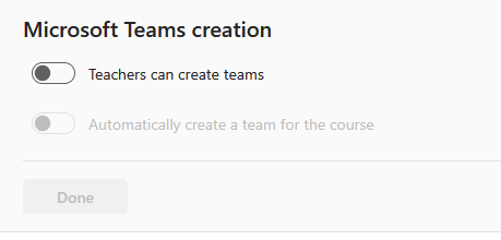Screenshot of Microsoft Teams creation.