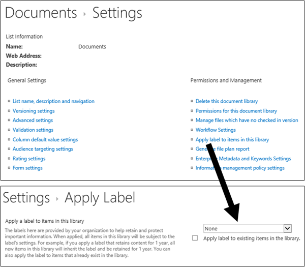 Apply label option on library Settings page.