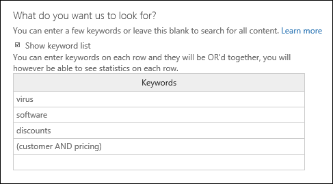 The correct way to format a keyword list (by selecting checkbox and then pasting list).