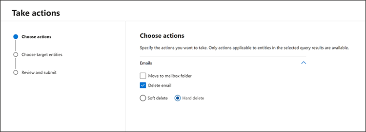 The Take actions option in the Microsoft Defender portal