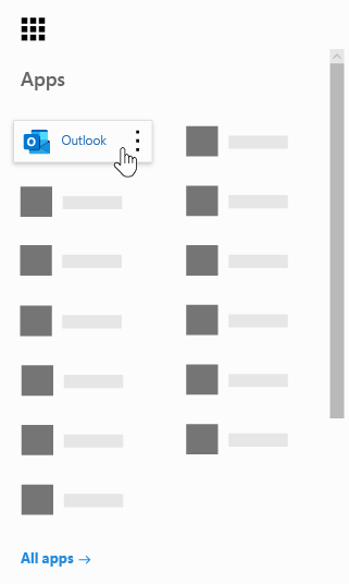 Image of Outlook in App launcher