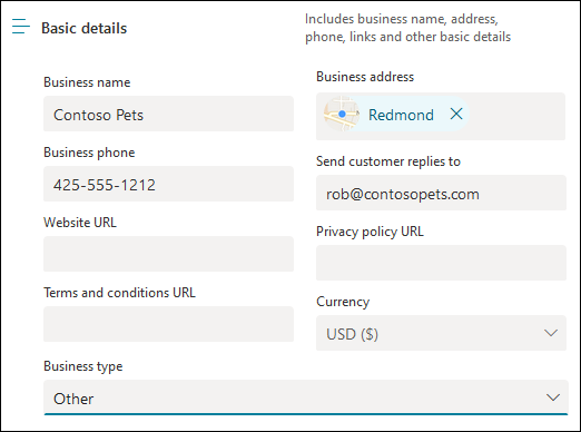 Enter your Bookings business information | Microsoft Learn