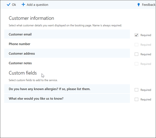 Image of custom questions screen.