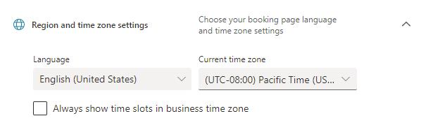 Language and time zone settings.