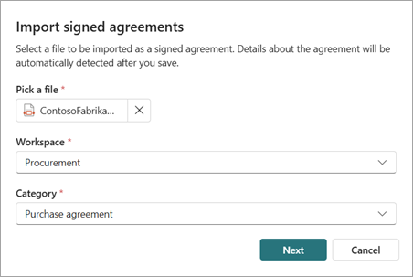 A screenshot of Import signed agreements page.
