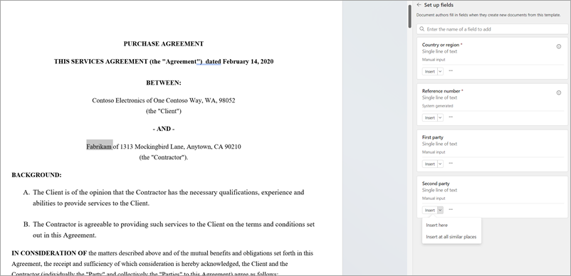 A screenshot showing an opened document and the Manage templates panel.