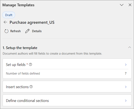 A screenshot of the Manage templates panel.