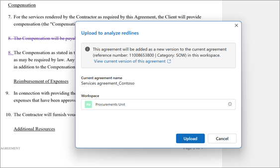 A screenshot of Upload to analyze revisions dialog.