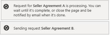 Screenshot of notifications that a request has been sent and a second request is processing.