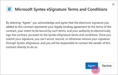 Screenshot of the terms and conditions screen.