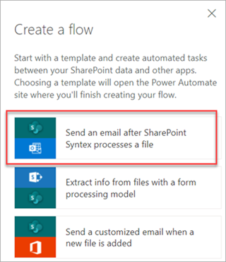 Screenshot showing the Create a flow panel and flow option highlighted.