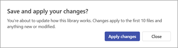 Screenshot of the Save and apply your changes? confirmation screen.