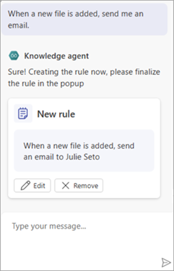 Screenshot of the New rule card showing the Edit option.