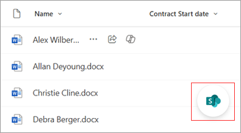 Screenshot of a document library with the icon highlighted.