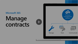 Thumbnail image of manage contracts using a Microsoft 365 solution video.