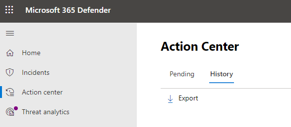Screenshot of the Action Center in M365.