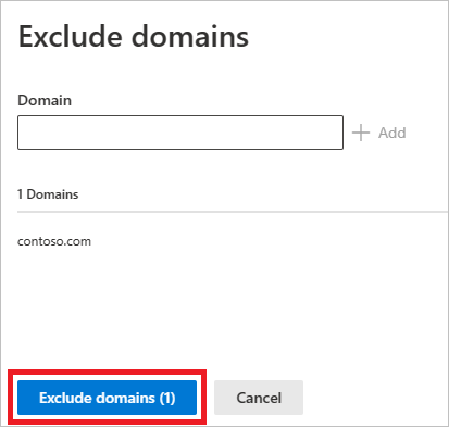 The option to Select domains to be excluded