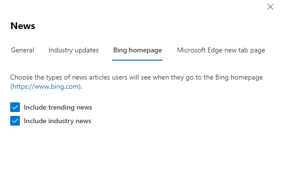 Toggles for industry news and trending news