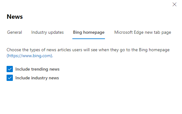 Microsoft Edge Enterprise new tab page