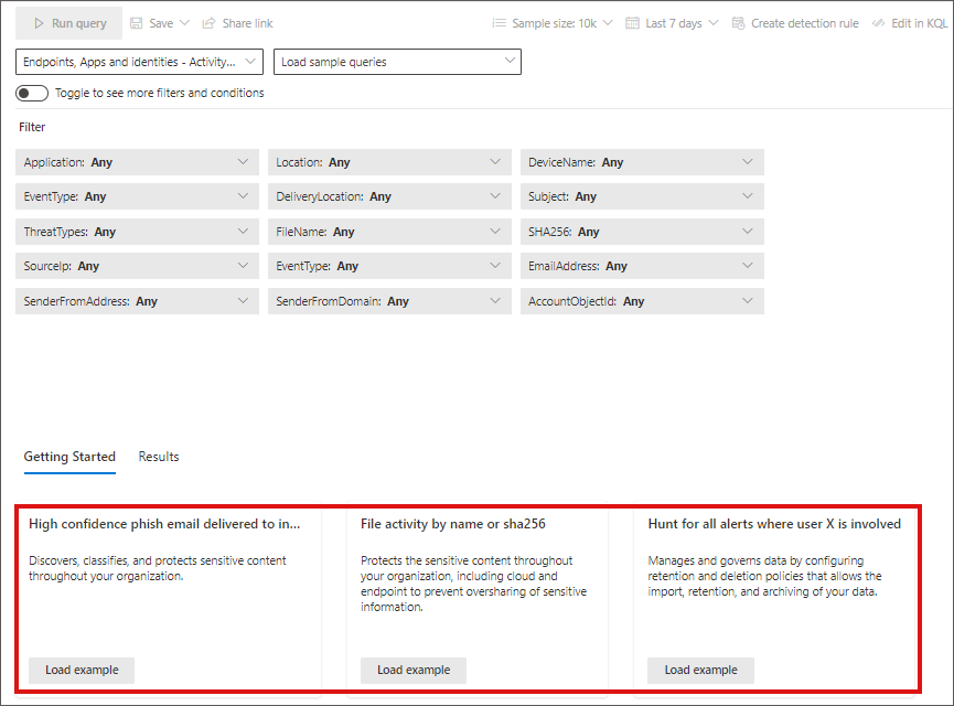 Screenshot of guided mode query builder getting started query walkthroughs