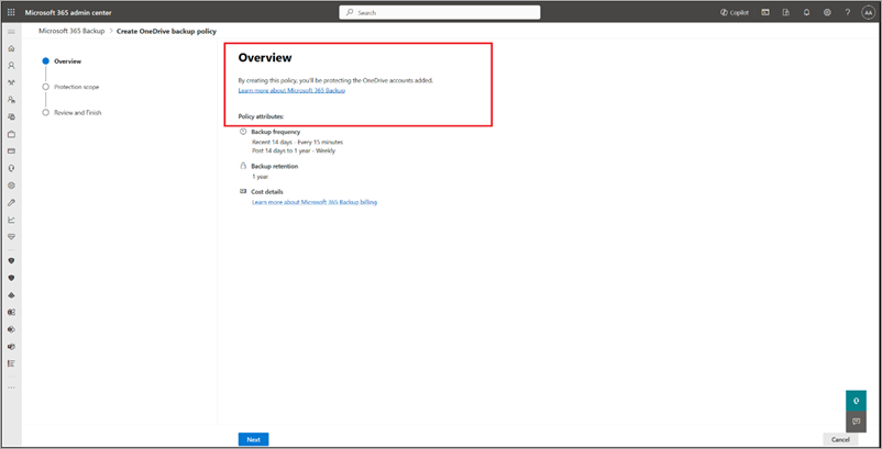 Screenshot of the Overview page for OneDrive.