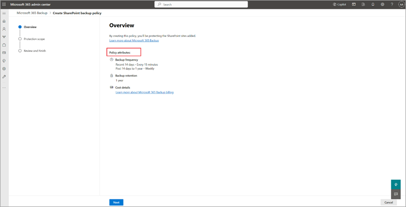 Screenshot of the Overview page for SharePoint.