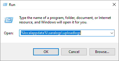 Run dialog for locating output.